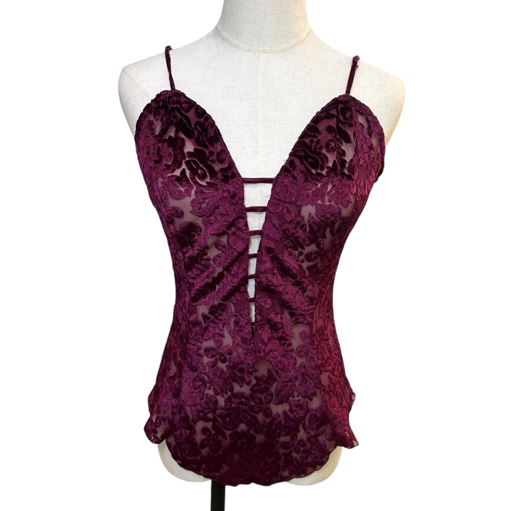 VTG Victoria’s Secret Slip Dress Size M Purple Mesh lingerie Gold Label